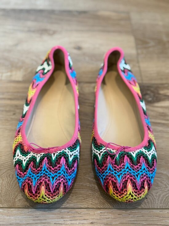 J. Crew Shoes - J Crew Evie Ballet Flats in Zig Zag Raffia, Sz 9.5